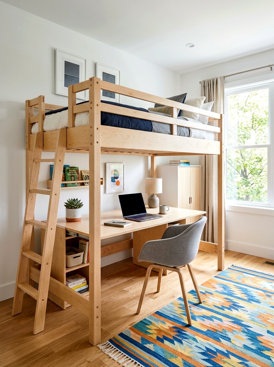 Bunk bed with desk on bottom - 30 loft bed office combo ideas