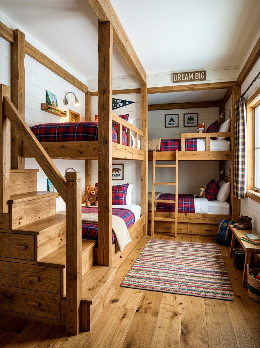 Bunk room for kids - 30 lake cabin decor ideas