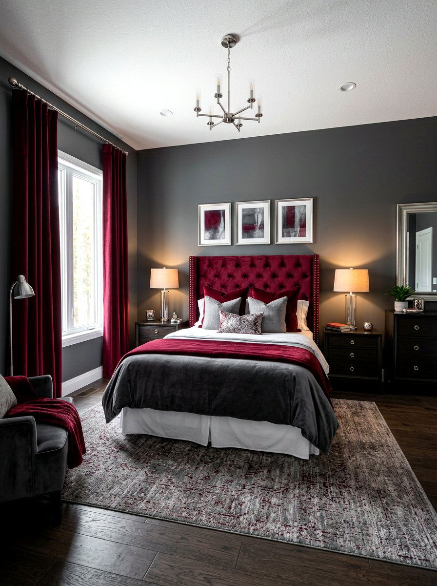Burgundy And Grey Bedroom - 30 bedroom color scheme ideas