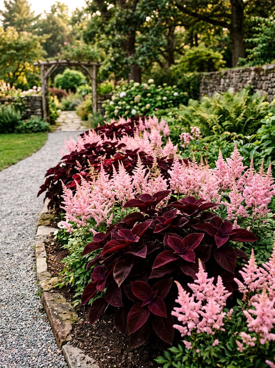 Burgundy And Pink Flower Bed - 30 flower bed color ideas