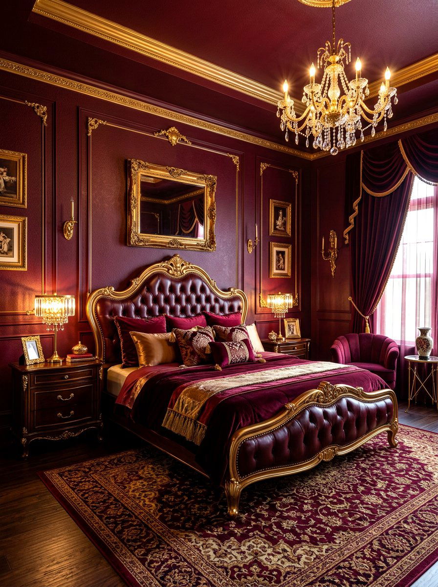Burgundy Bedroom - 30 color drenched bedroom ideas