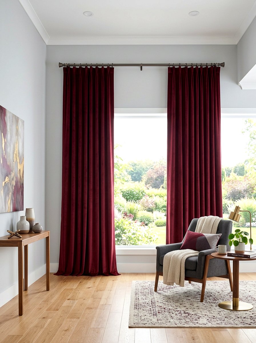 Burgundy Blackout Curtains - 30 burgundy living room ideas