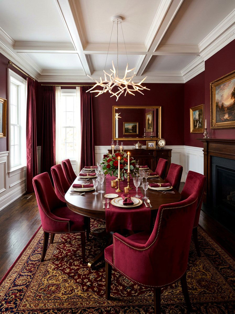 Burgundy Dining Room - 30 saturated dining room ideas