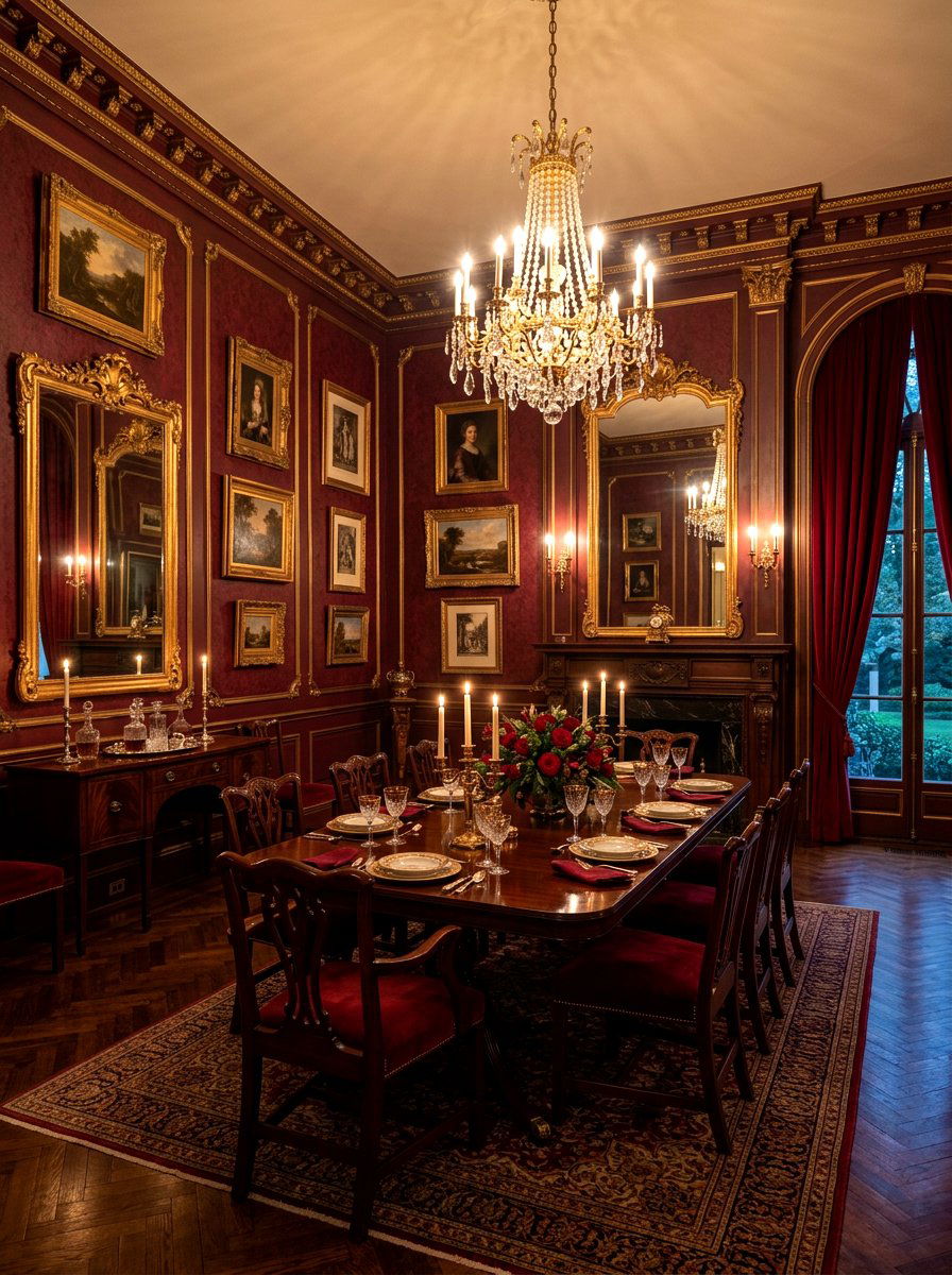 Burgundy Dining Room Walls - 30 dark moody dining room ideas