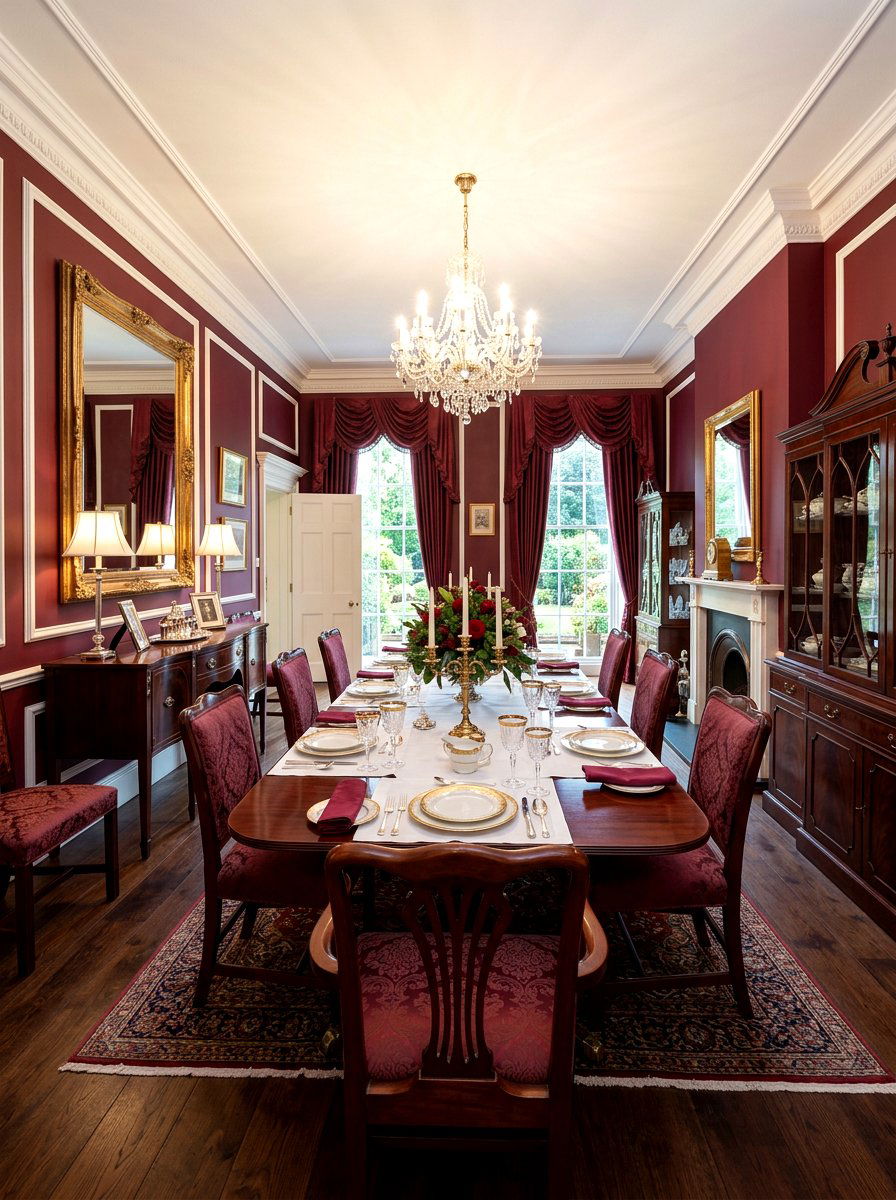 Burgundy Dining Room - 30 dining room color ideas
