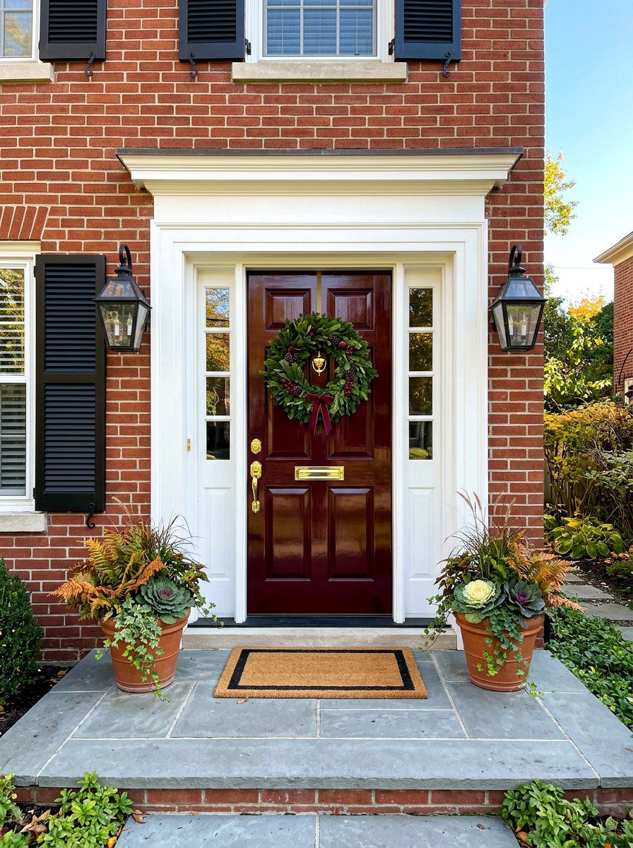 Burgundy Lacquered Entry Door - 30 lacquered front door ideas