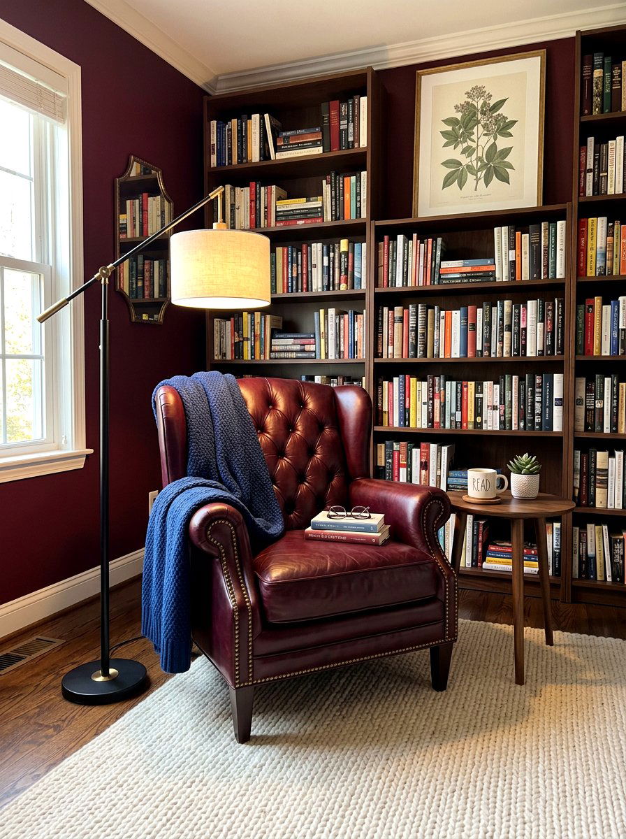 Burgundy Leather Armchair - 30 burgundy living room ideas