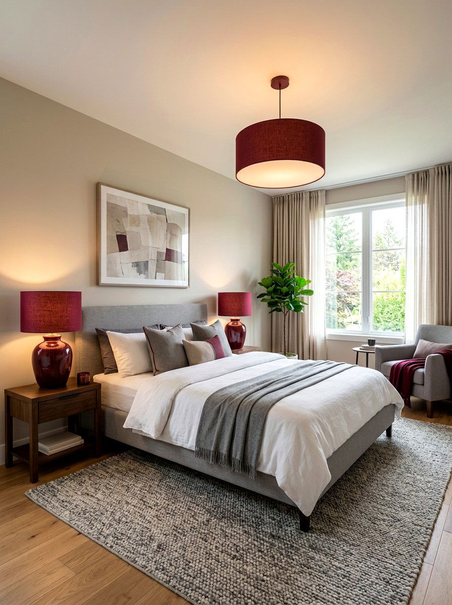Burgundy Lighting Fixtures - 30 wine color bedroom ideas