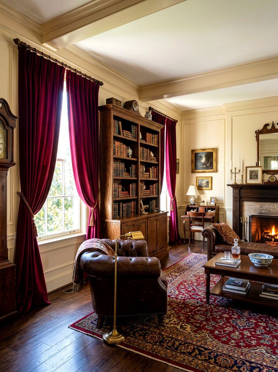 Burgundy Statement Drapes - 30 statement drapes living room ideas