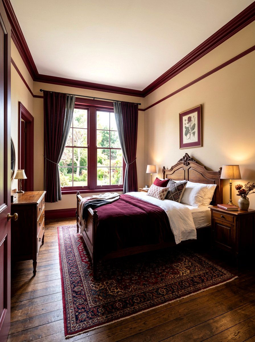 Burgundy Trim Bedroom - 30 painted trim bedroom ideas