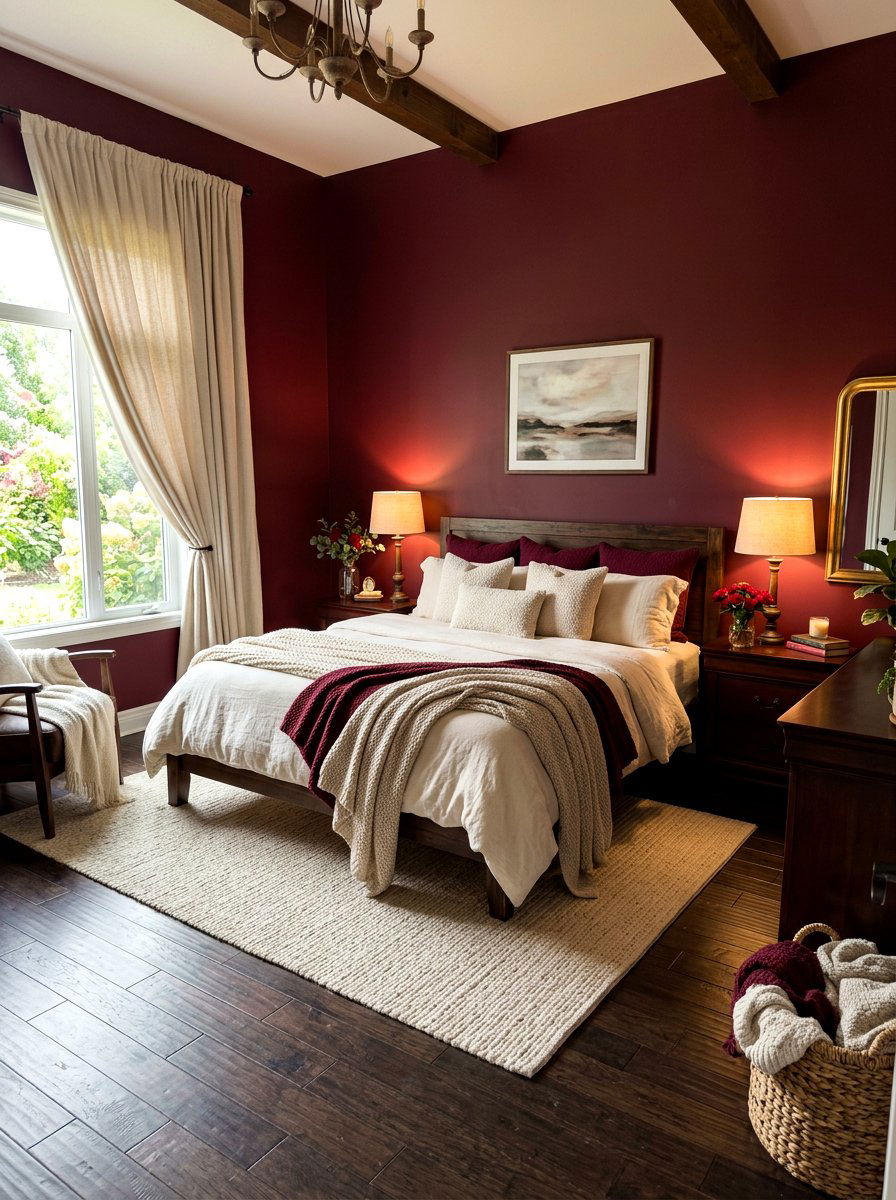 Burgundy Wine Romantic Bedroom - 30 dark romantic bedroom ideas