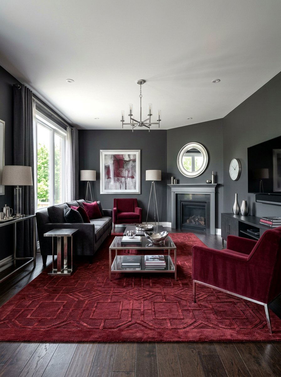 Burgundy and Charcoal Decor - 30 burgundy living room ideas