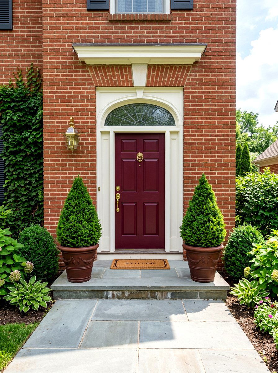 Burgundy front door - 30 front door color ideas