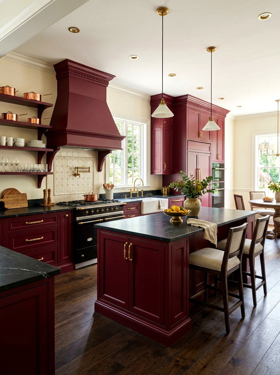 Burgundy kitchen - 30 moody kitchen ideas