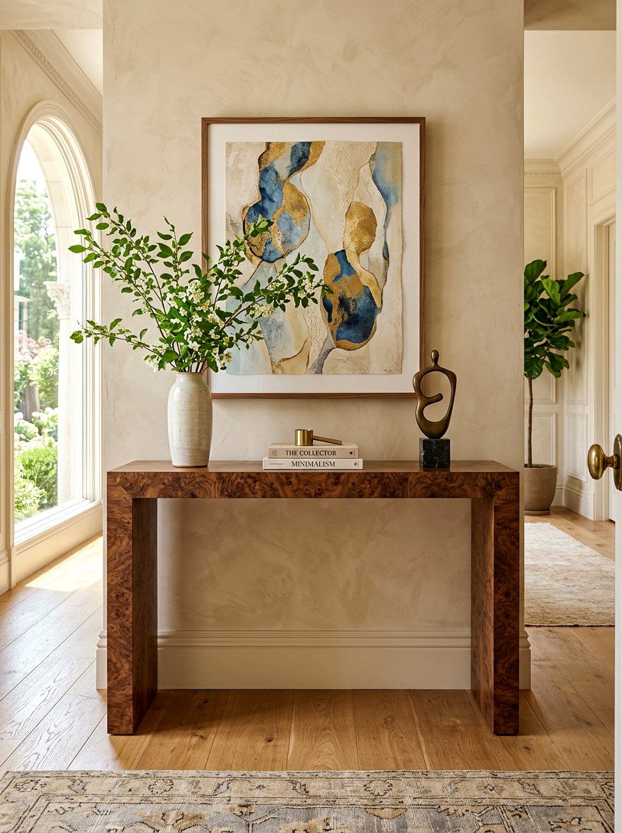 Burl Wood Hallway Console - 30 front hall console ideas
