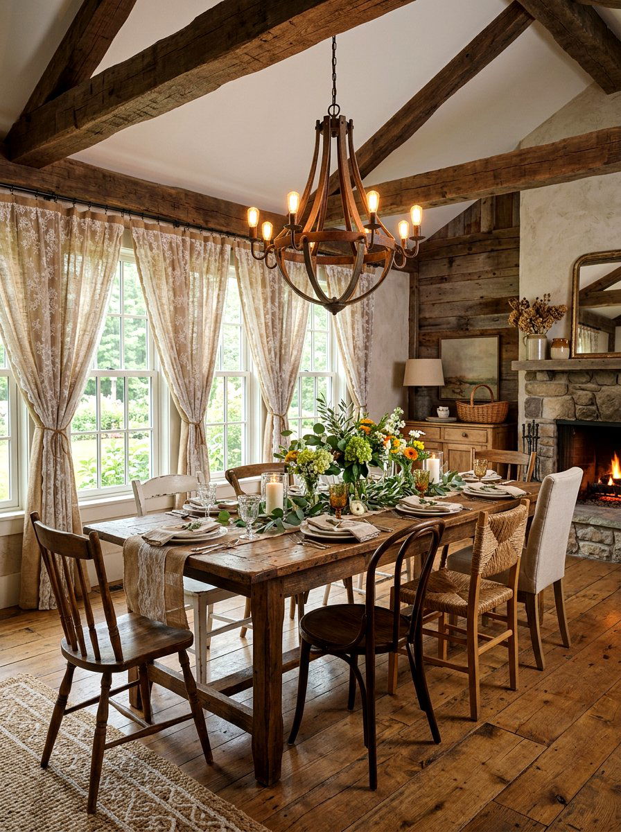 Burlap And Lace Curtains - 30 curtain layering ideas