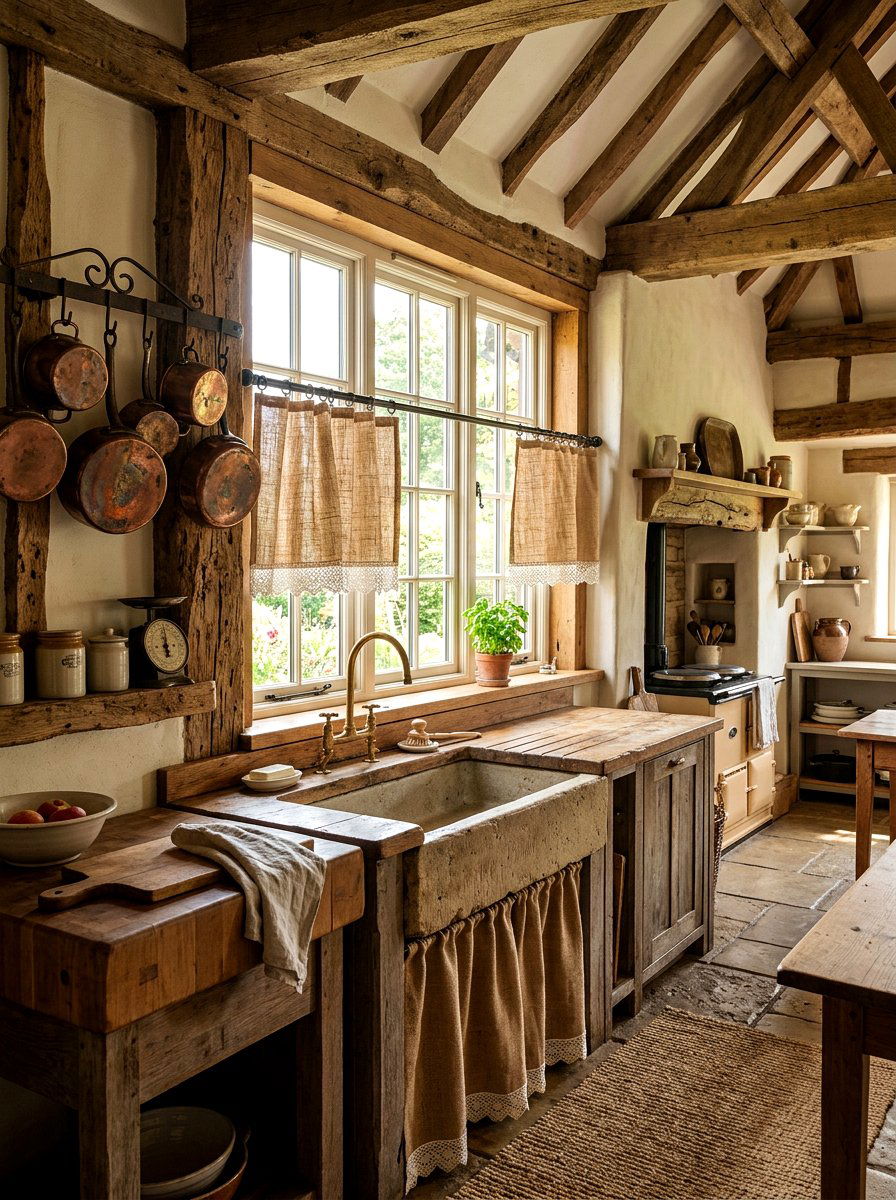 Burlap Cafe Curtain Kitchen - 30 cafe curtain kitchen ideas