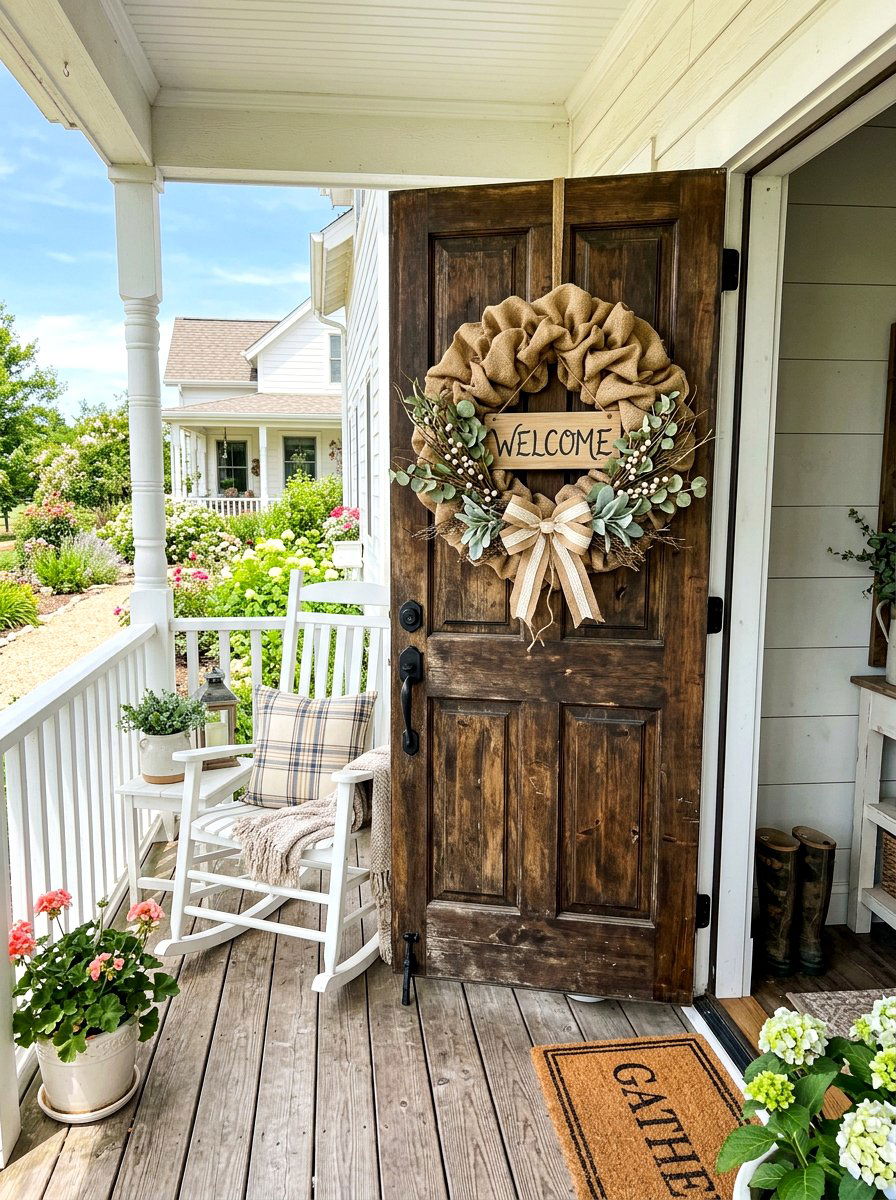 Burlap Farmhouse - 30 summer wreath ideas