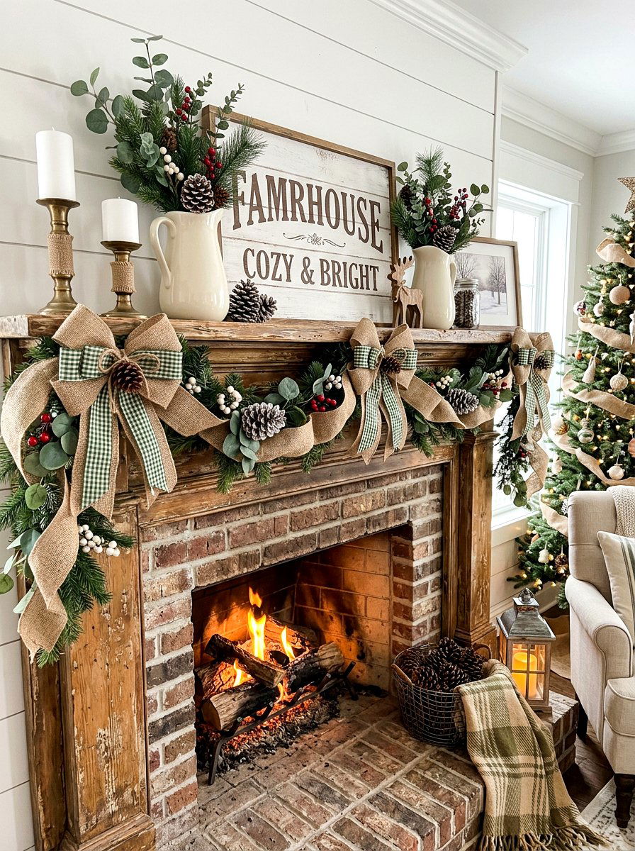 30 Holiday Mantel Garland Ideas for a Cozy Fireplace Glow