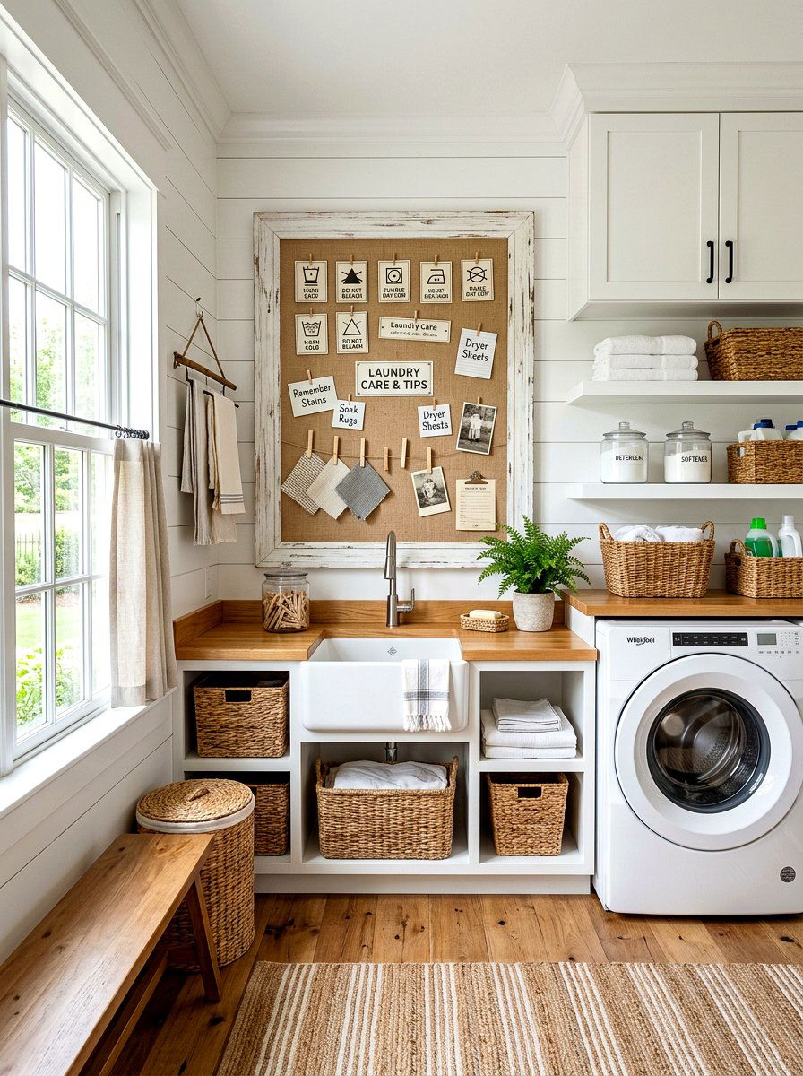 Burlap Memo Board Laundry - 30 message board wall ideas