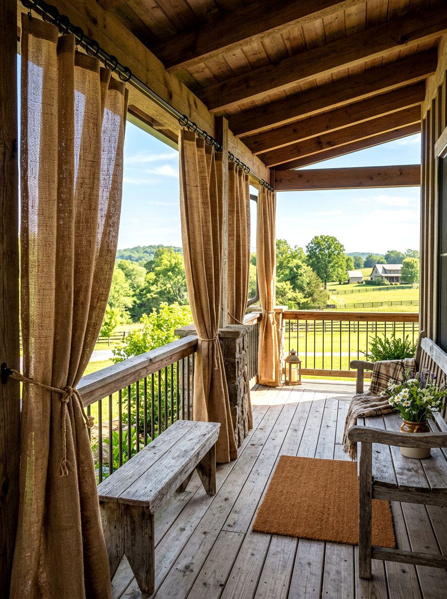 Burlap Porch Curtains - 30 porch shade ideas