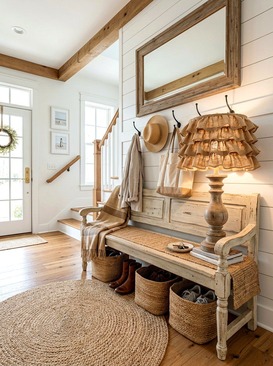 Burlap Ruffle Lampshade - 30 frilly lampshade ideas