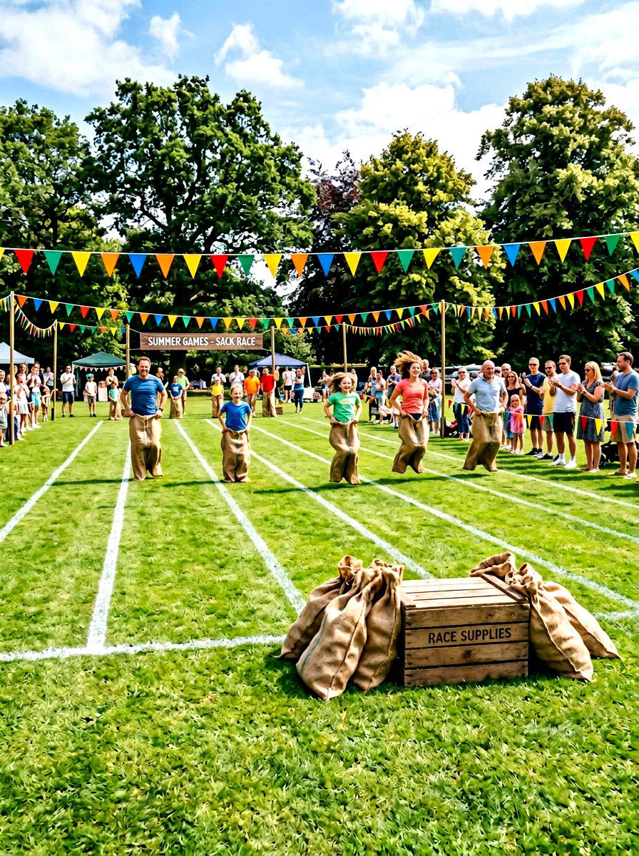 Burlap Sack Race - 30 backyard obstacle course ideas