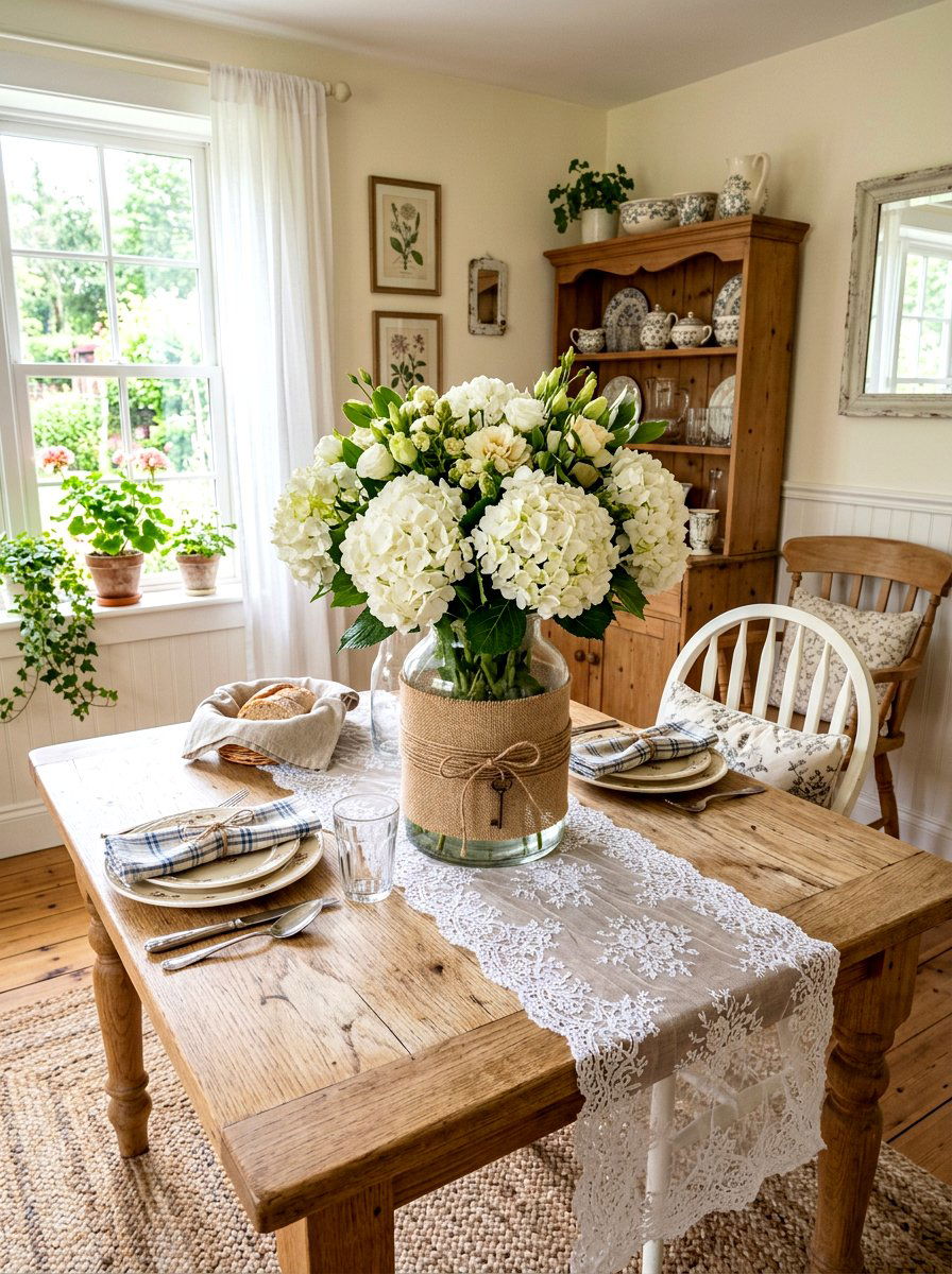 Burlap Wrapped Flower Vase - 30 rustic table centerpiece ideas