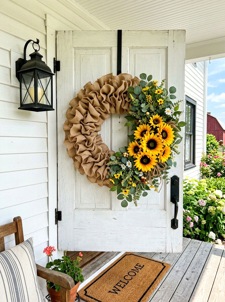 Burlap Wreath - 30 spring wreath ideas for front door