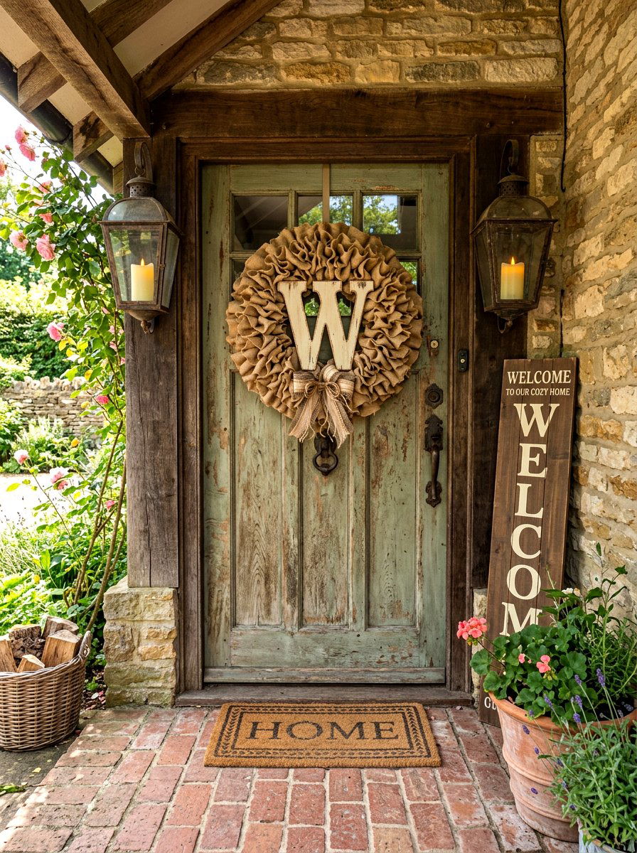 Burlap Wreath - 30 door wreath ideas