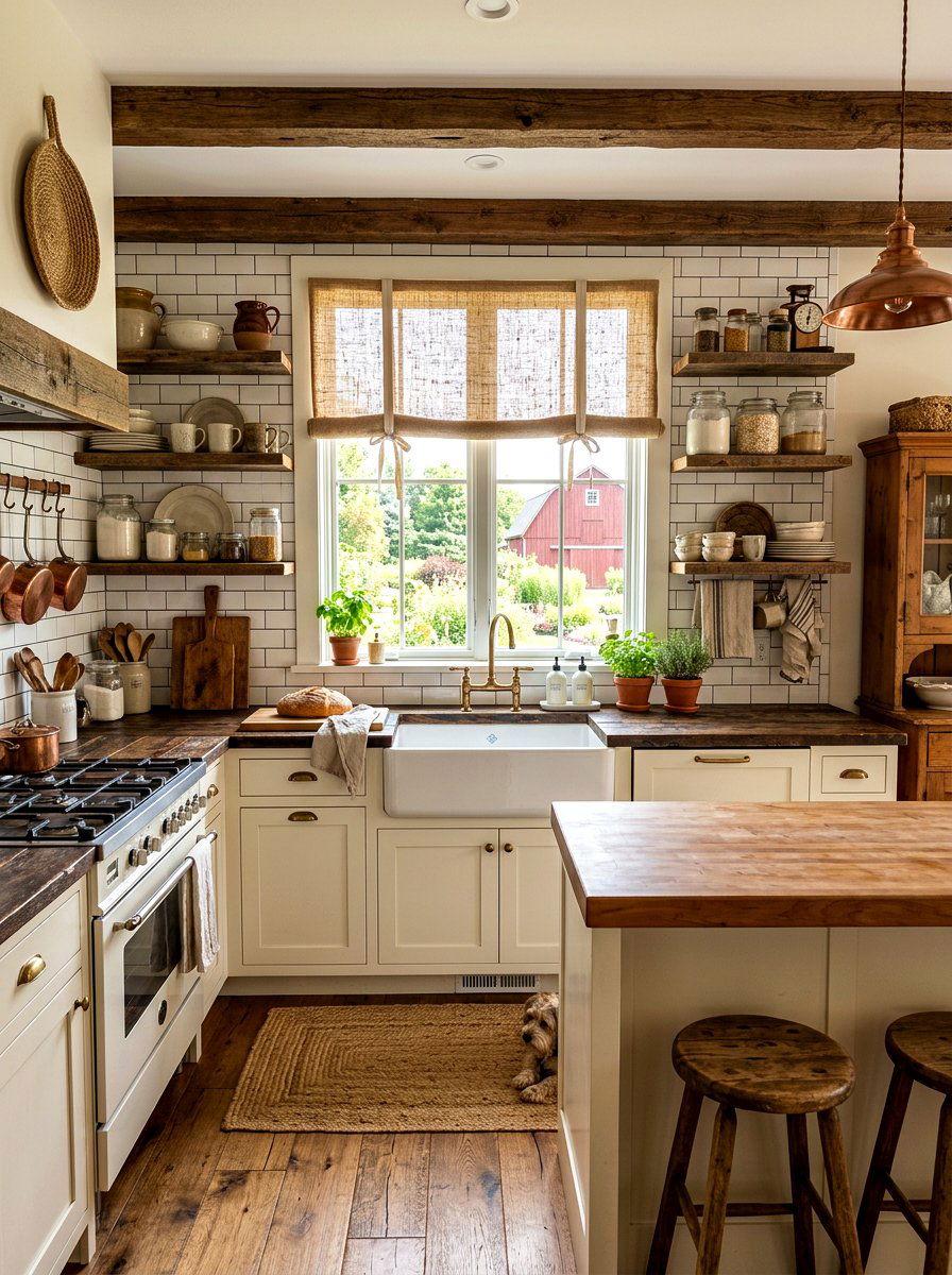 Burlap farmhouse kitchen shades - 30 roman shade ideas