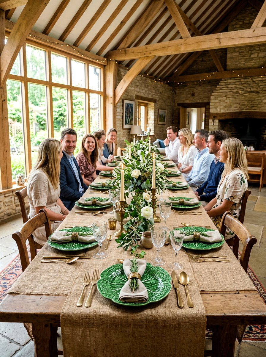 Burlap table base - 30 cabbagecore tablescape ideas