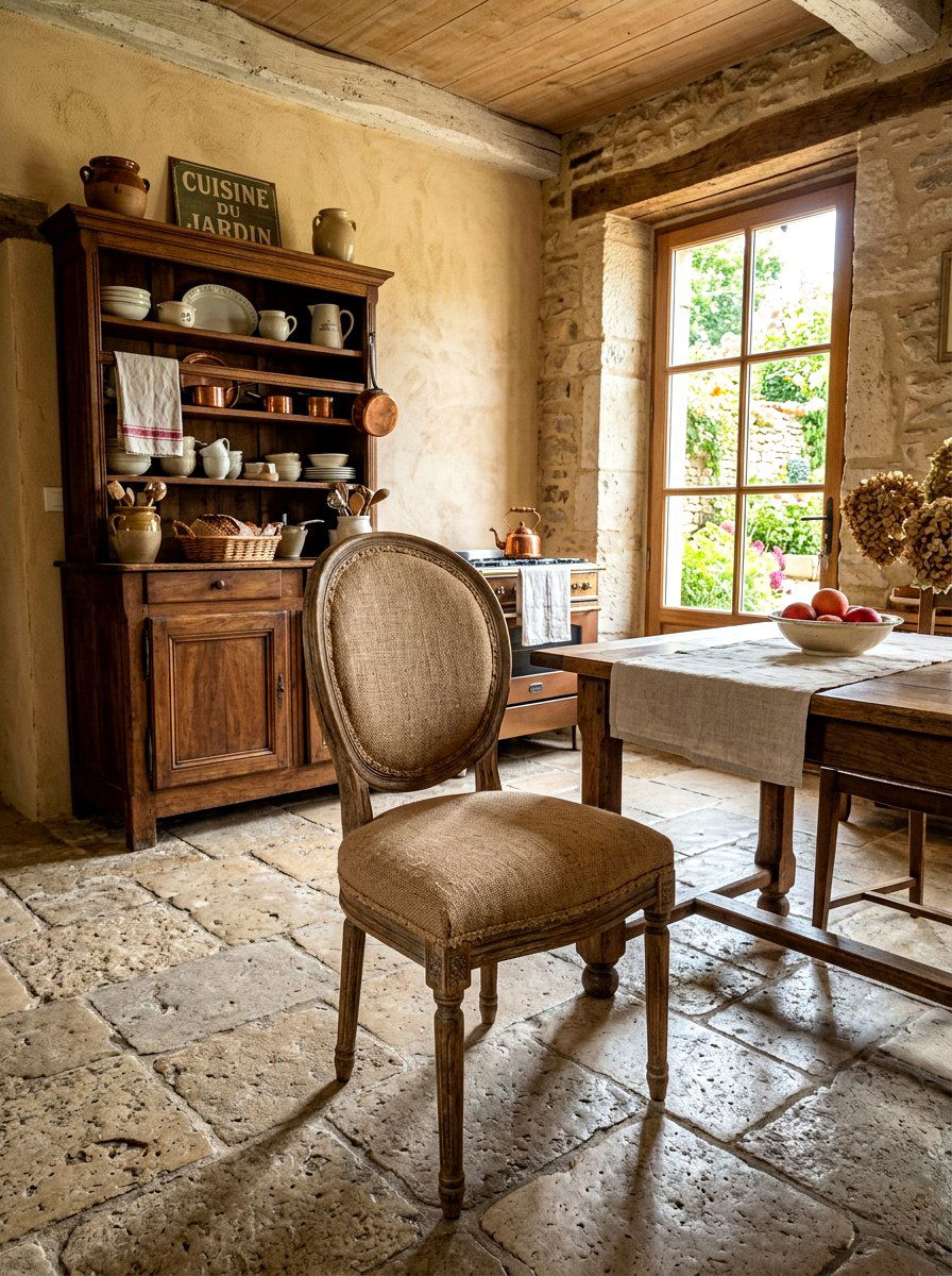 Burlap textured chair - 30 skirted chair ideas