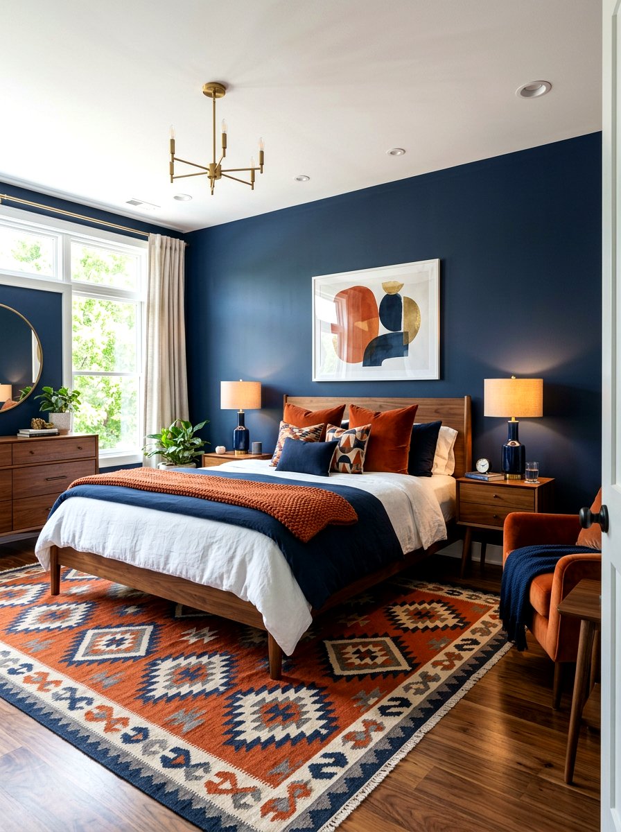 Burnt Orange And Navy Bedroom - 30 bedroom color scheme ideas