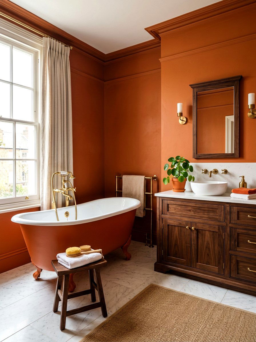 Burnt Orange Bath - 30 jewel box bath ideas