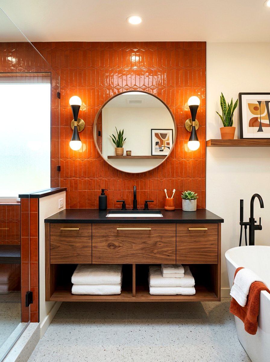 Burnt Orange Bathroom Backsplash - 30 colorful bathroom tile ideas