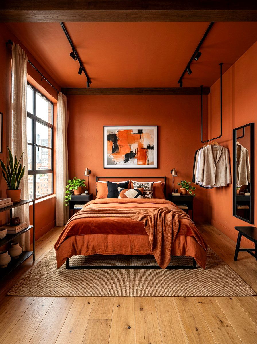 Burnt Orange Bedroom - 30 color drenched bedroom ideas