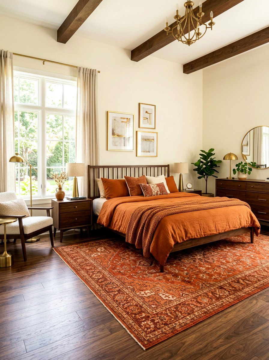 Burnt Orange Bedroom - 30 midcentury bedroom ideas