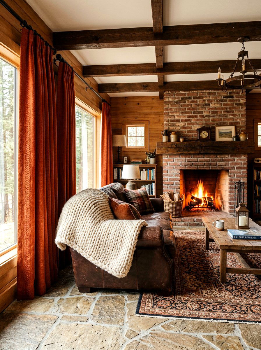 Burnt Orange Curtains For Rustic Lounge - 30 drapery color ideas