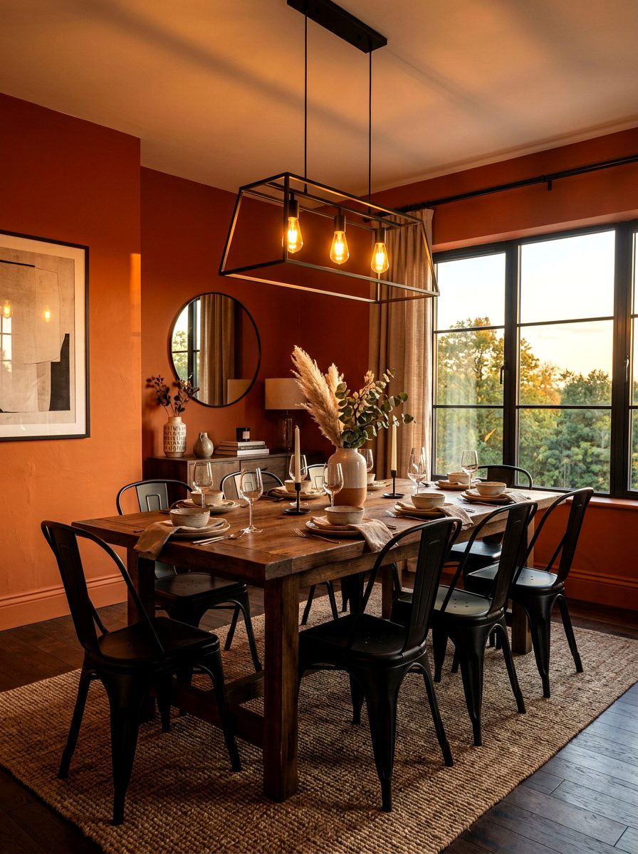 Burnt Orange Dining Room - 30 desert color decor ideas