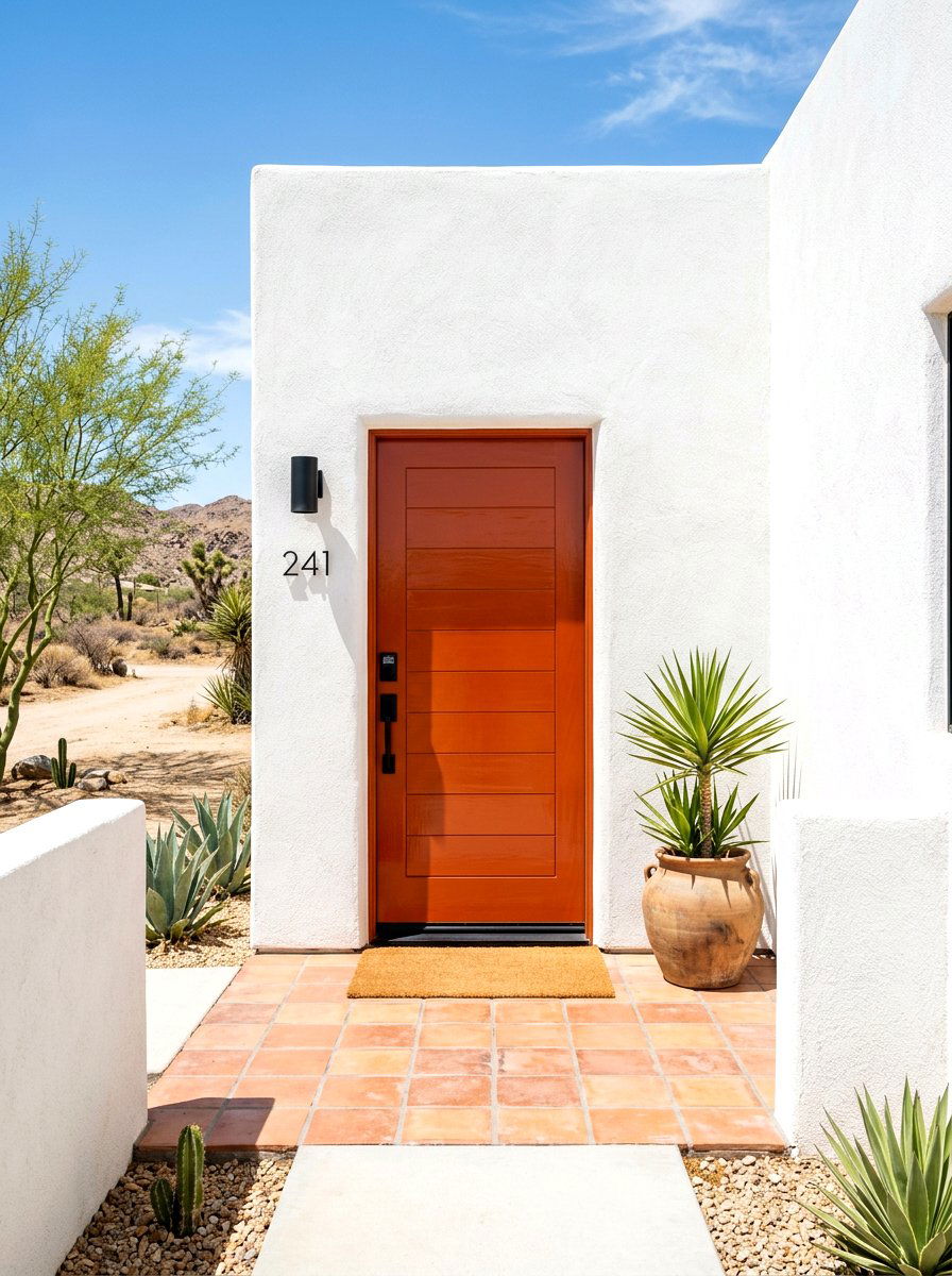 Burnt Orange Lacquered Door - 30 lacquered front door ideas
