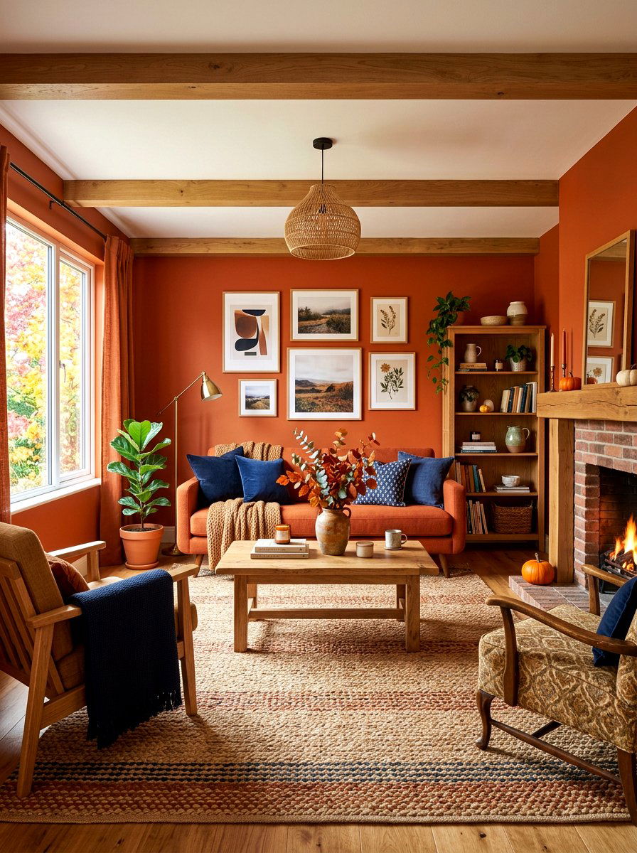 Burnt Orange Living Room - 30 jewel tone living room ideas