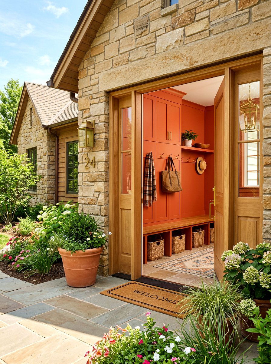 Burnt Orange Mudroom - 30 fall color drench ideas