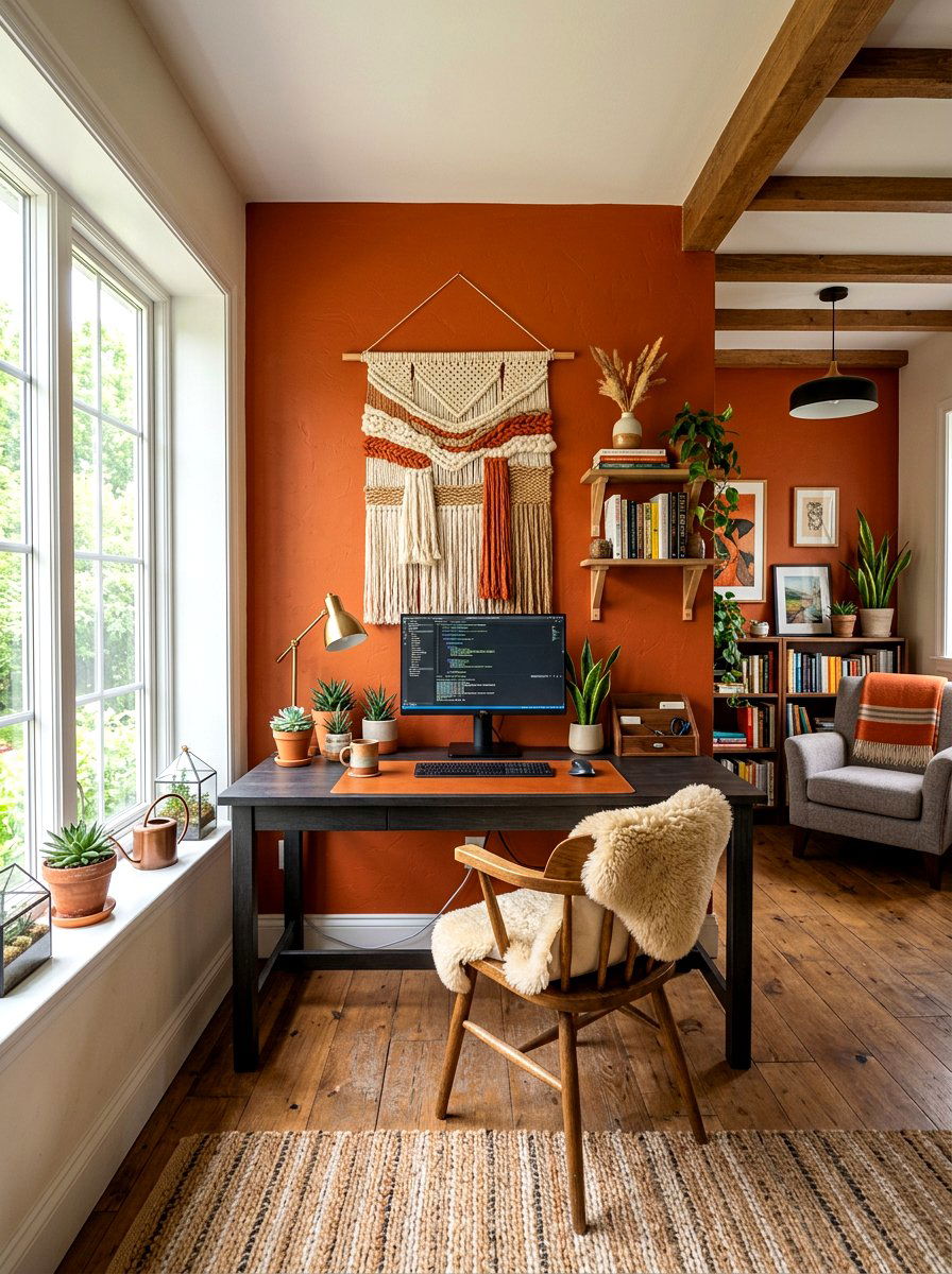 Burnt Orange Office - 30 office accent paint ideas