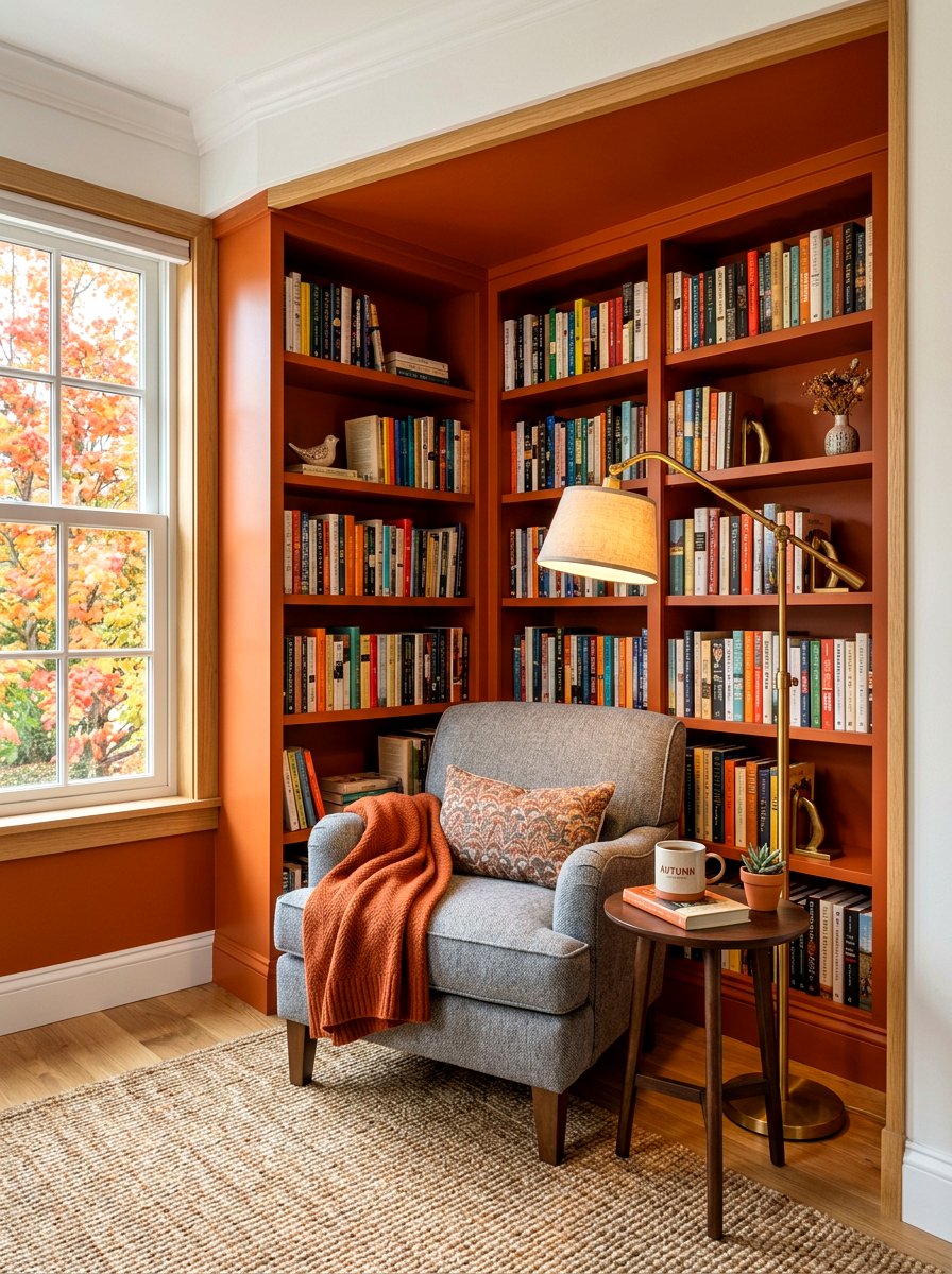 Burnt Orange Reading Nook - 30 small room big color ideas