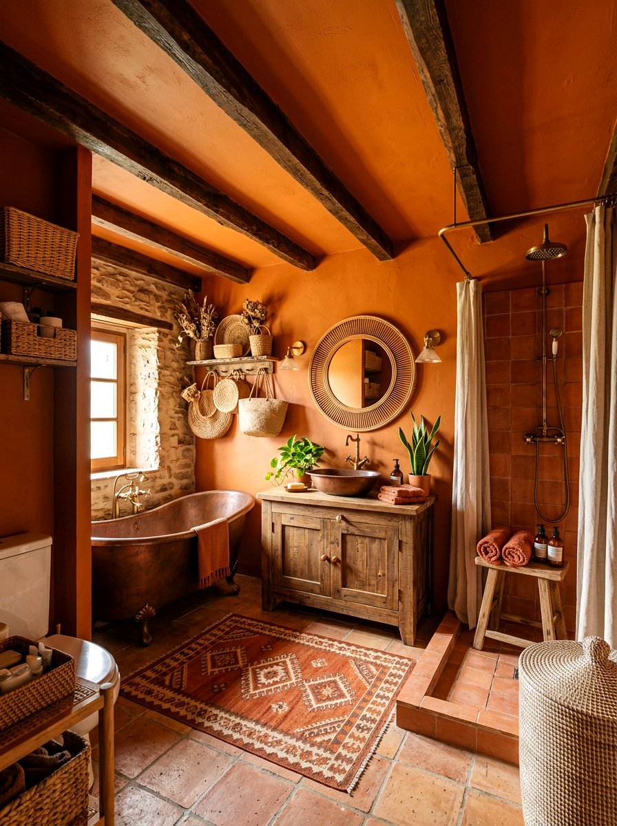 Burnt Orange Rustic Bathroom - 30 bathroom drenching ideas