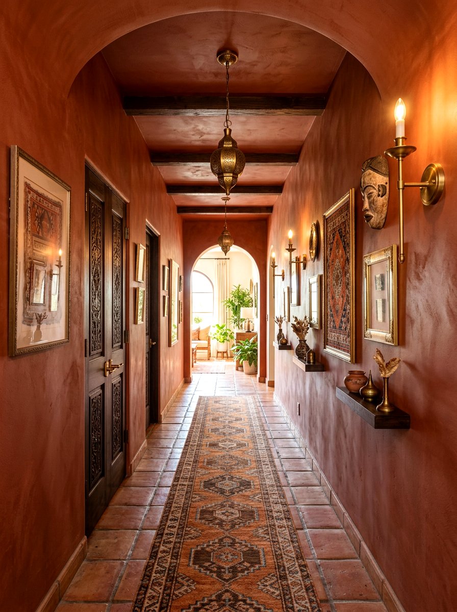 Burnt Sienna Hallway - 30 color drenched hallway ideas