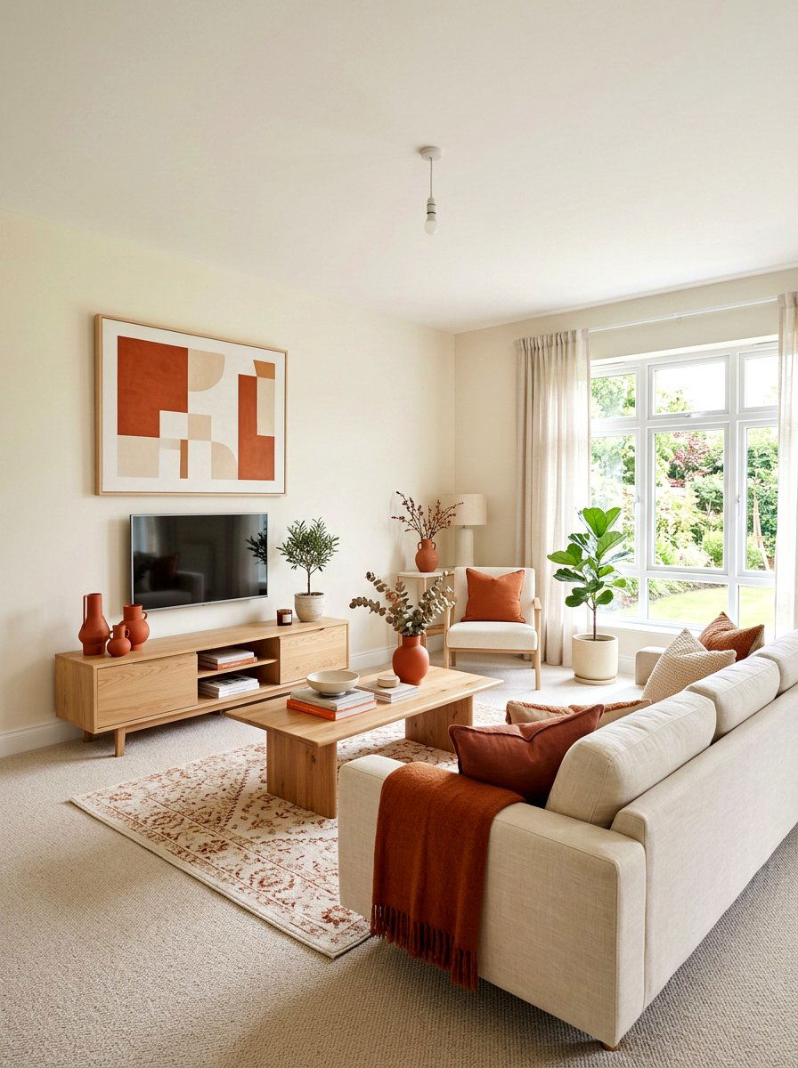 Burnt orange and cream living room - 30 burnt orange living room ideas