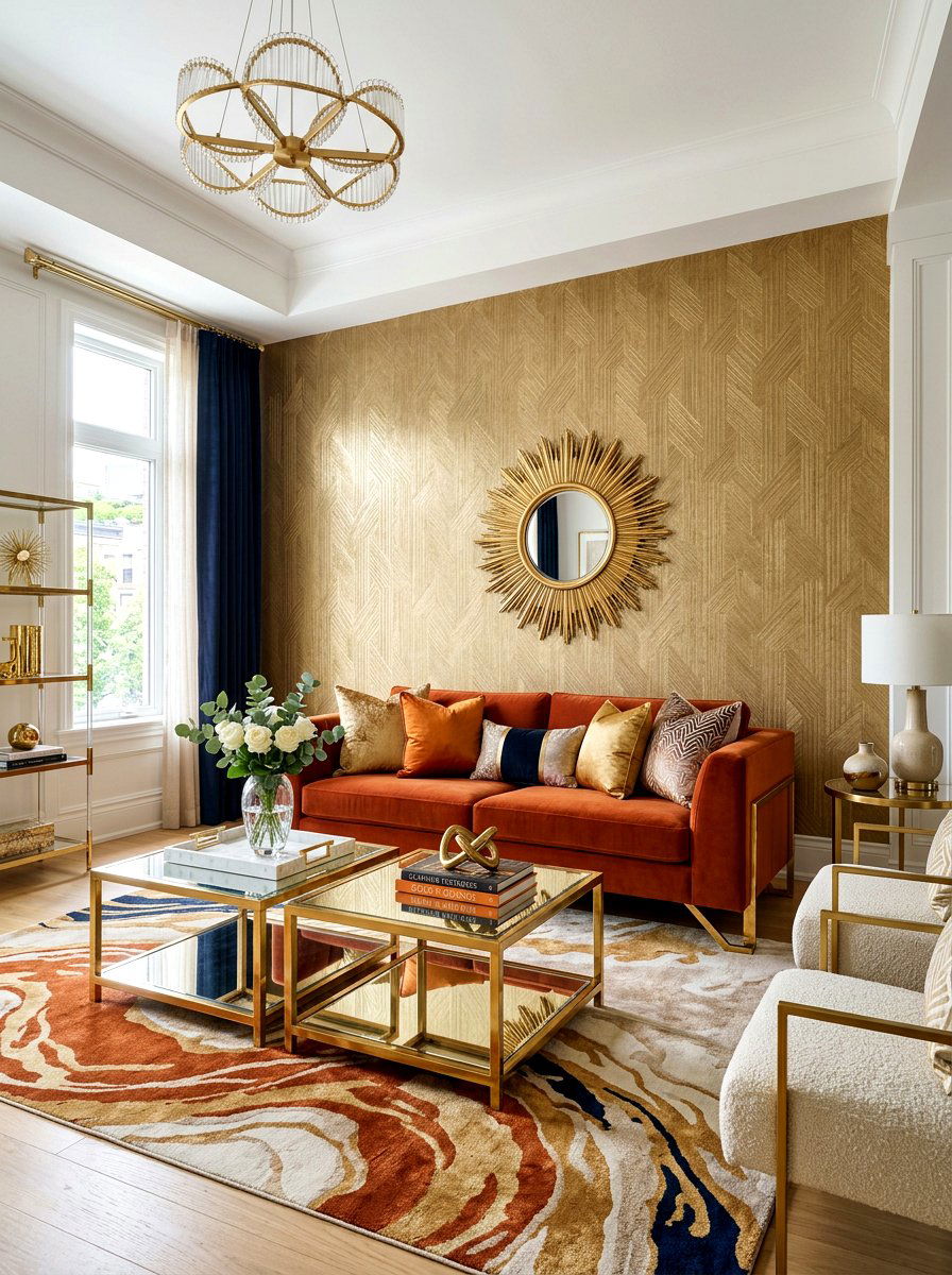 Burnt orange and gold living room - 30 burnt orange living room ideas