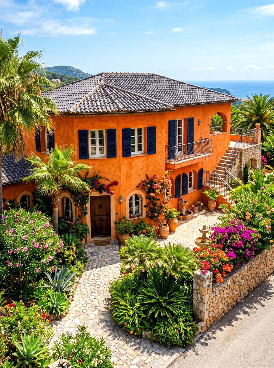 Burnt orange clay exterior - 30 clay stucco exterior ideas
